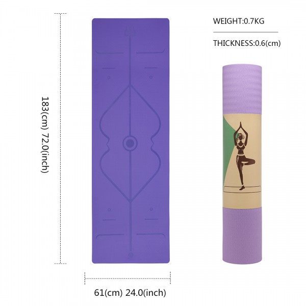 Kono TPE Non-slip Classic Yoga Mat - Violet And Lilac